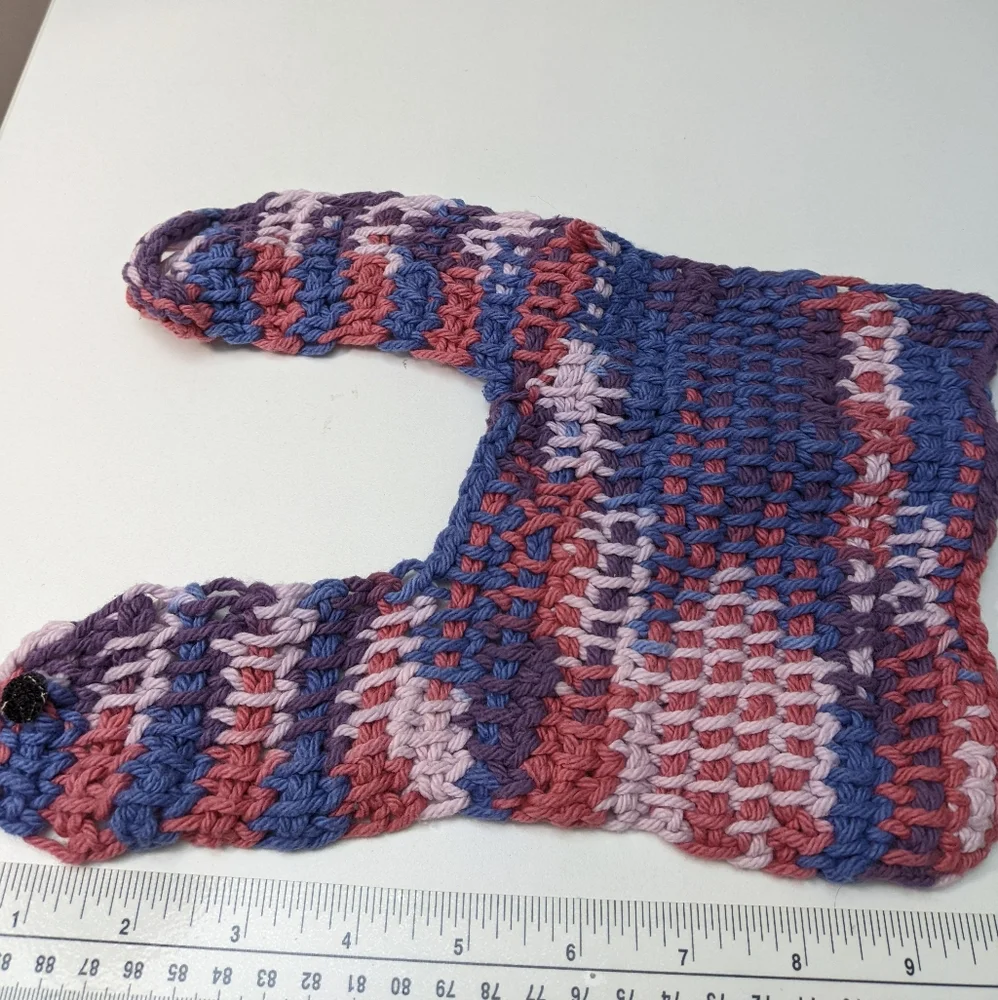 Tunisian Crochet Baby Bib, multicolor cotton yarn, handmade in the USA, Unisex